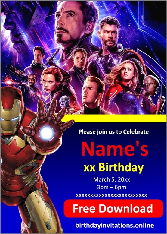 Avengers Birthday Invitations Birthday Invitations