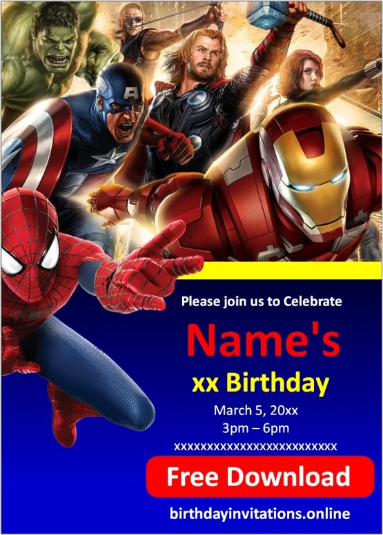Avengers Birthday Invitations Birthday Invitations