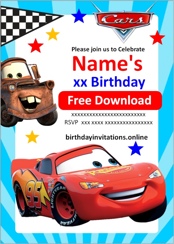 cars invitation template editable