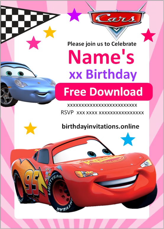 cars birthday invitation template free