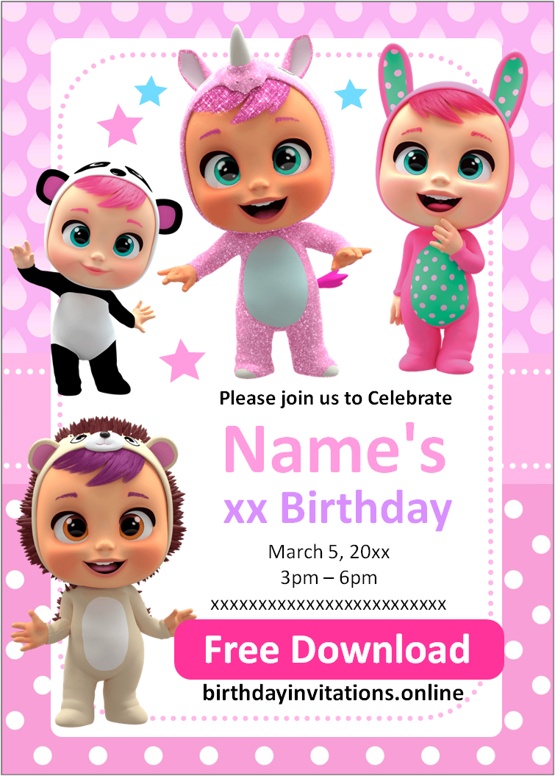 Cry Babies Birthday Invitation