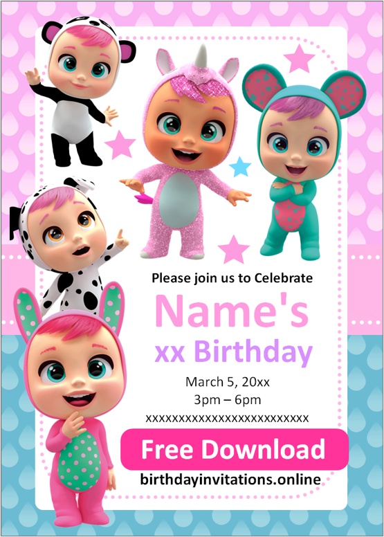 cry babies birthday invitation free download