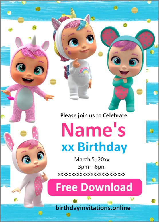 Free CRY BABIES birthday invitations