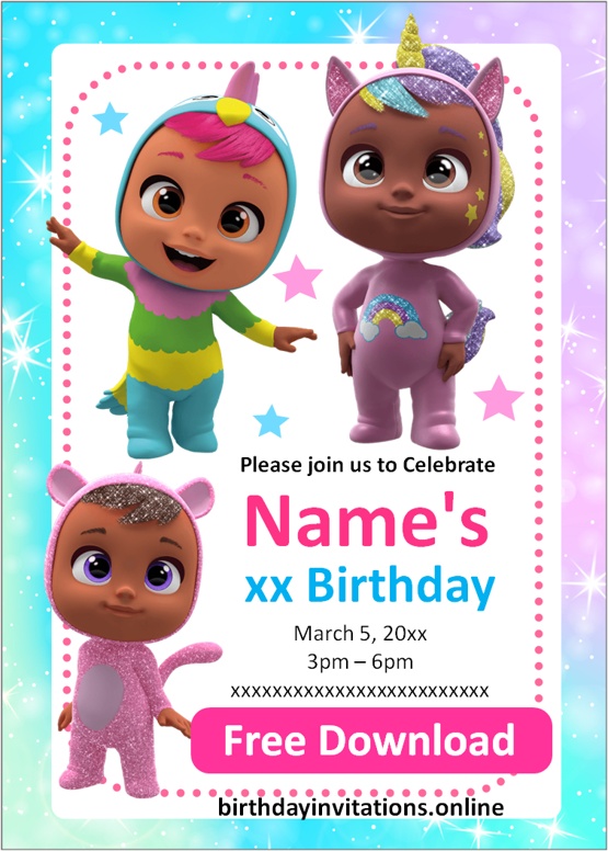 cry babies invitation pdf free download