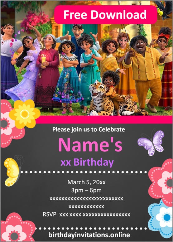 encanto editable birthday invitations