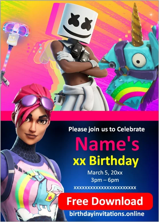 Fortnite Birthday Invitations Birthday Invitations