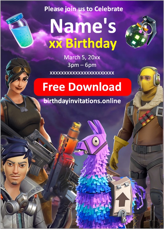 fortnite birthday invitations online