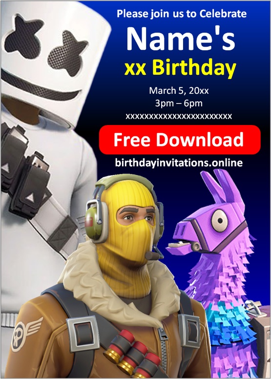 Fortnite Birthday Invitations Birthday Invitations