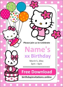 FREE Hello Kitty Birthday Invitation Template | Edit Online