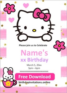 FREE HELLO KITTY birthday Invitations Template online FREE HELLO KITTY birthday Invitations Template online