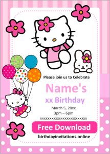 FREE HELLO KITTY birthday Invitations Template online FREE HELLO KITTY birthday Invitations Template online