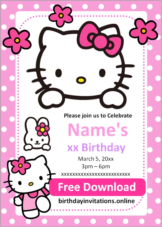 Hello Kitty Personalised Party Invitations