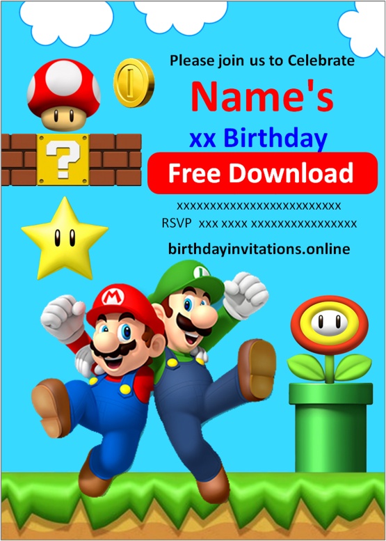 FREE Mario Bros Birthday Invitation Template Edit Online FREE Mario Bros Birthday Invitation Template Edit Online