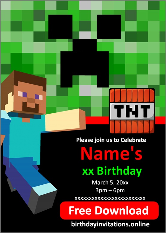 minecraft party invitation