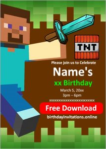 Minecraft Invitations - Birthday Invitations