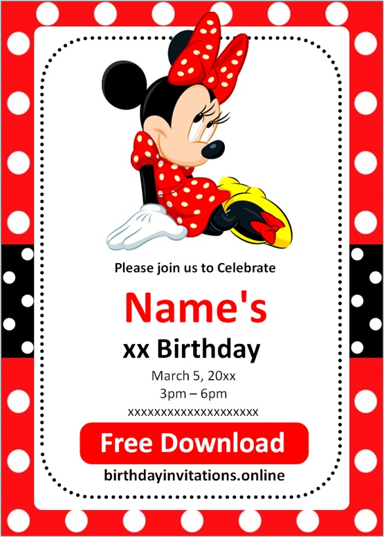 Minnie Mouse Birthday Invitations