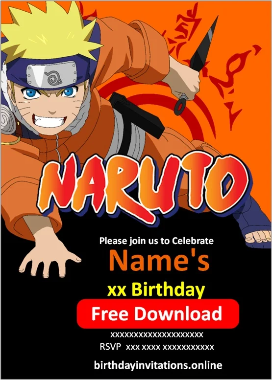 Naruto invitations Birthday Invitations