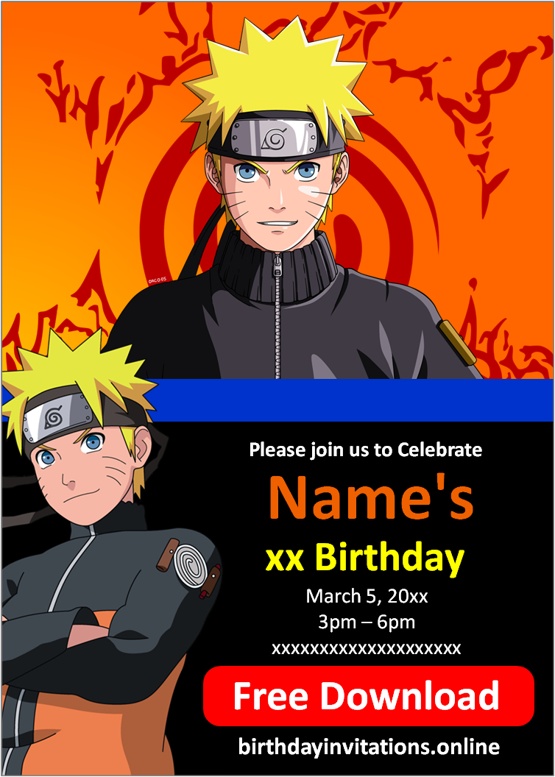 Naruto Invitations Birthday Invitations