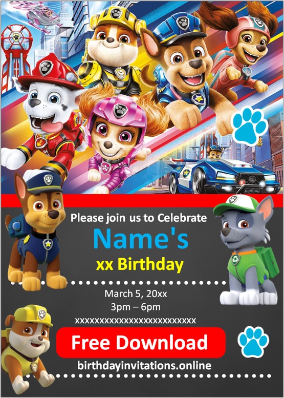 invitation paw patrol free