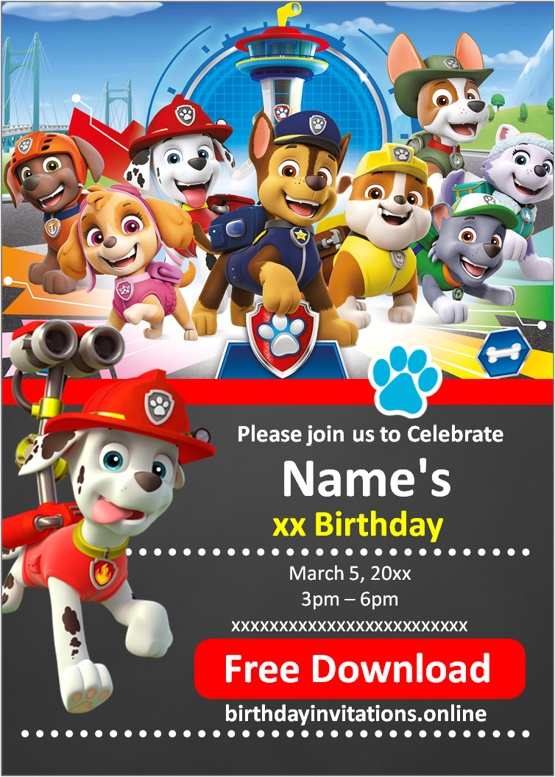 paw patrol birthday invitations pdf