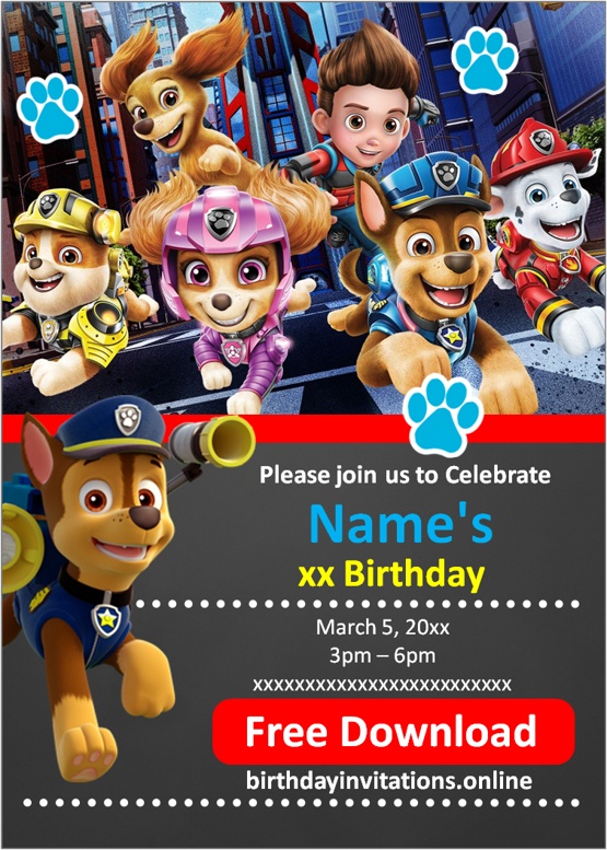 editable paw patrol birthday invitations