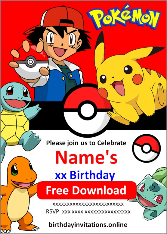 pokemon invitations online free download