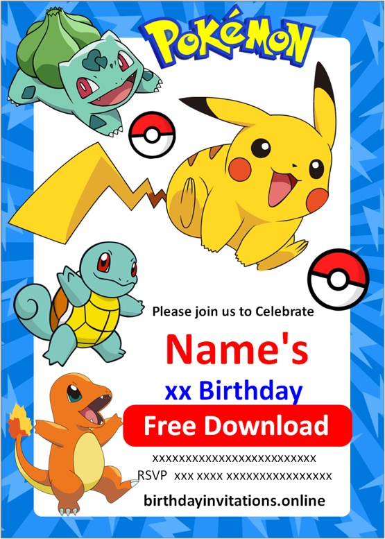 pokemon invitations