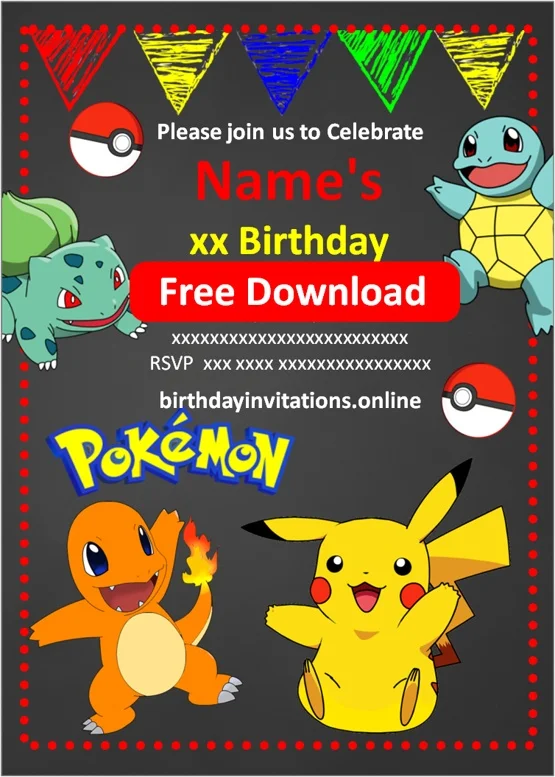 Pokemon Birthday Invitations Birthday Invitations