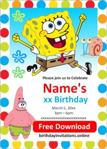 Spongebob birthday Invitations Birthday Invitations