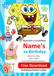 Spongebob birthday Invitations Birthday Invitations