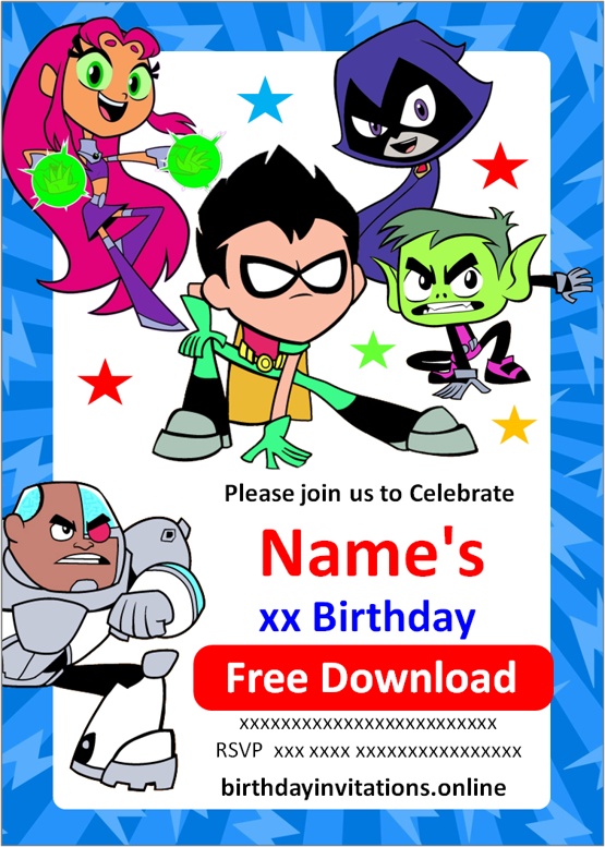 Teen Titans Go Birthday Invitations