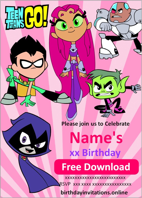 Teen Titans Go Invitation