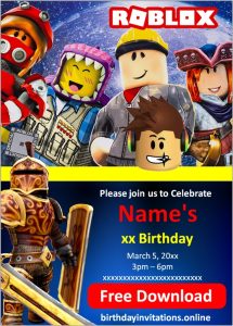 roblox birthday invitation editable