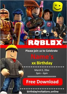 Roblox Birthday Invitation Birthday Invitations