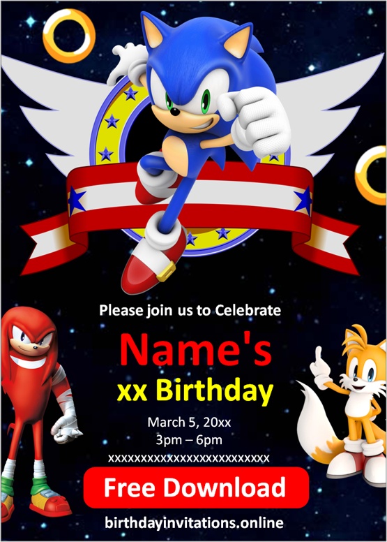 sonic party invitations