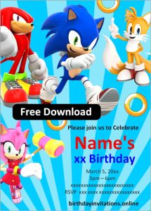 FREE Sonic Birthday Invitation Template | Edit Online