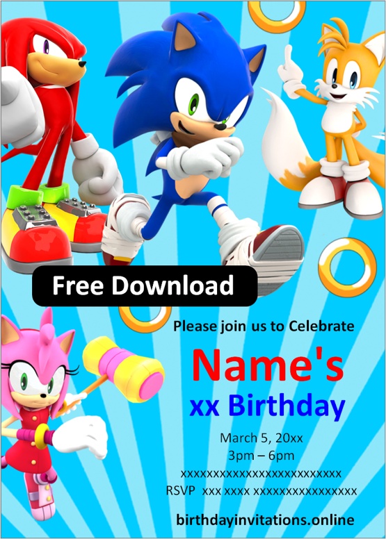 sonic invitations printable