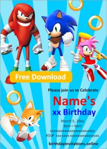 FREE Sonic Birthday Invitation Template | Edit Online
