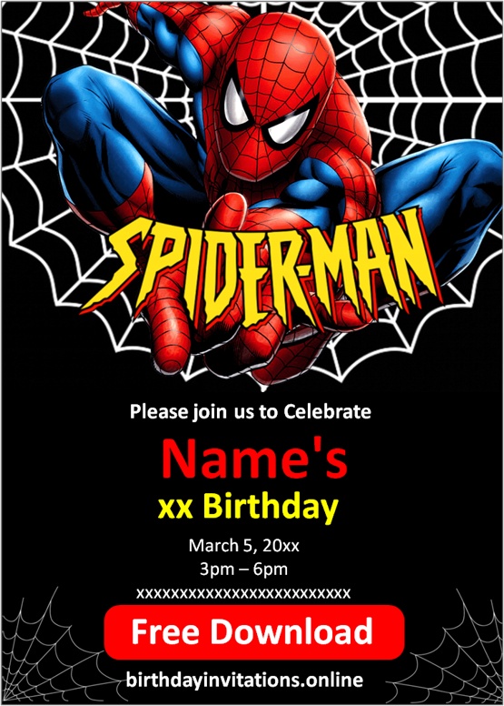 spiderman theme birthday invitation