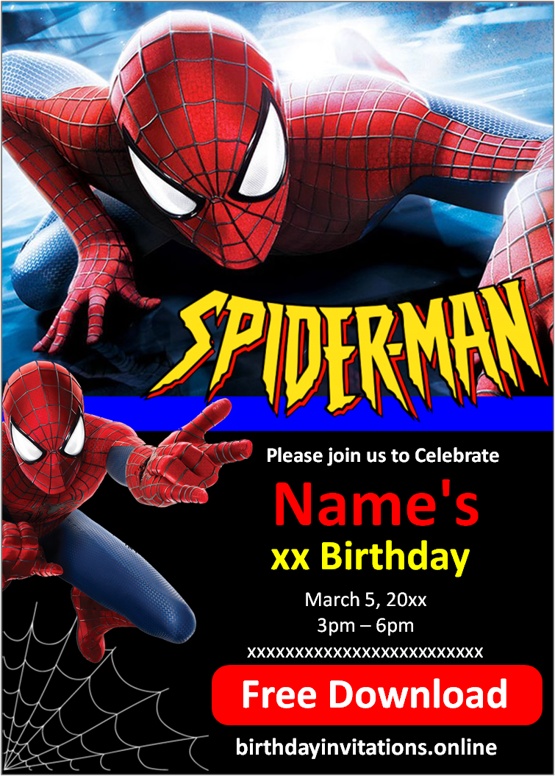 The Amazing Spiderman Party Invites