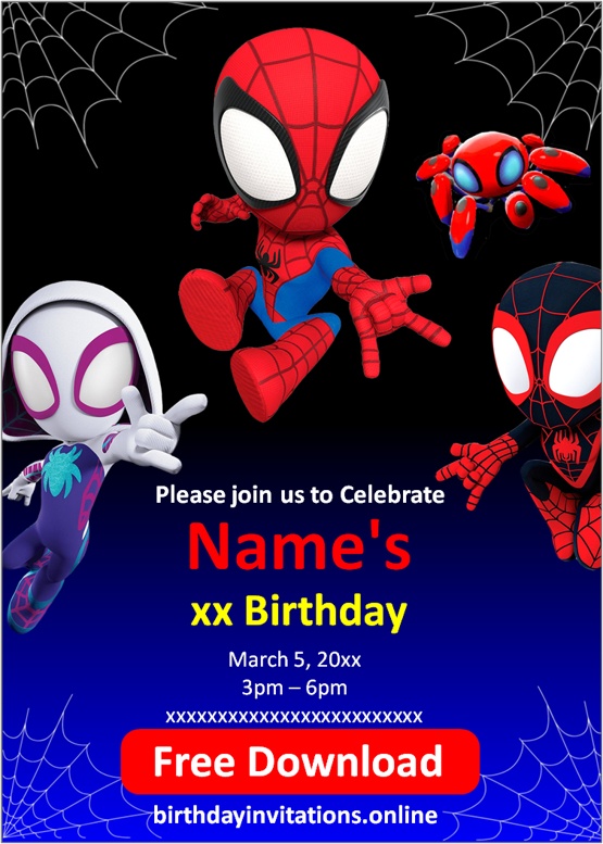 spidey and his amazing friends digital invitations