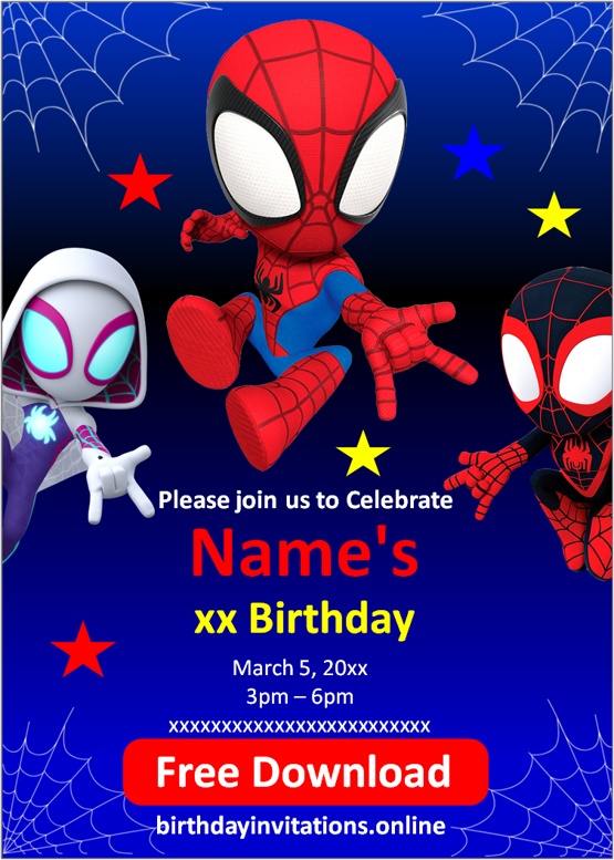 spidey and his amazing friends invitation free