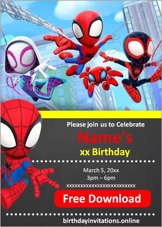 Spidey and His Amazing Friends Birthday Invitation