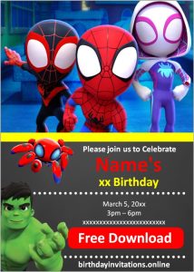 Spidey and his amazing friends Birthday Invitations Birthday Invitations