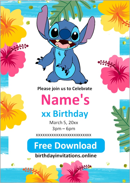 Stitch Birthday Invitation Template