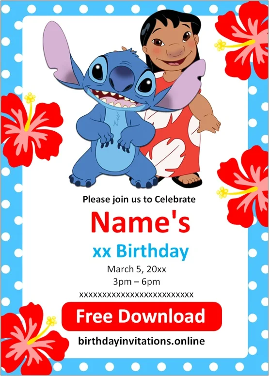 Birthday Lilo y stich Template