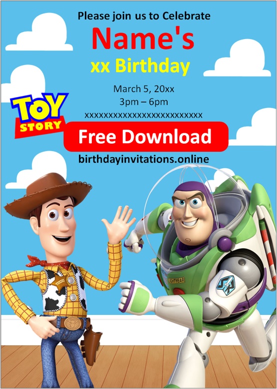 FREE Toy Story Woody and Buzz Lightyear Party Invitation