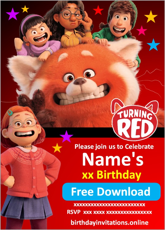 Turning Red Birthday Invitation