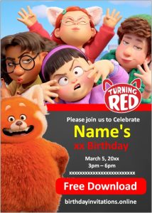 FREE TURNING RED Birthday Invitations Template online FREE TURNING RED Birthday Invitations Template online