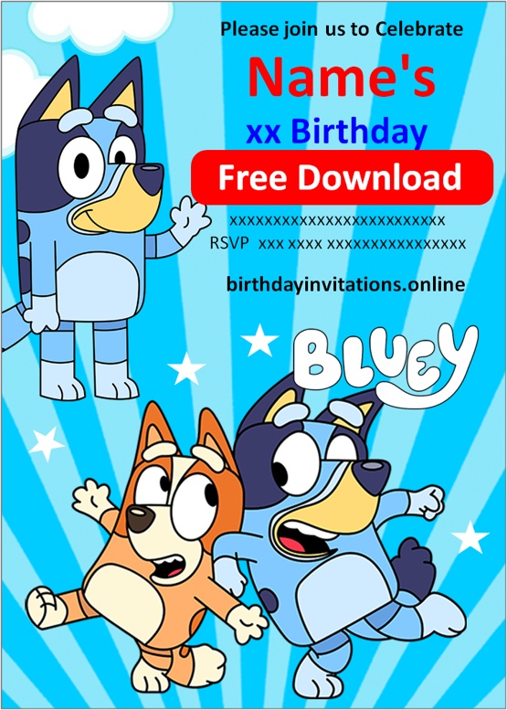 Printable Bluey Birthday Invitations Vrogue Co